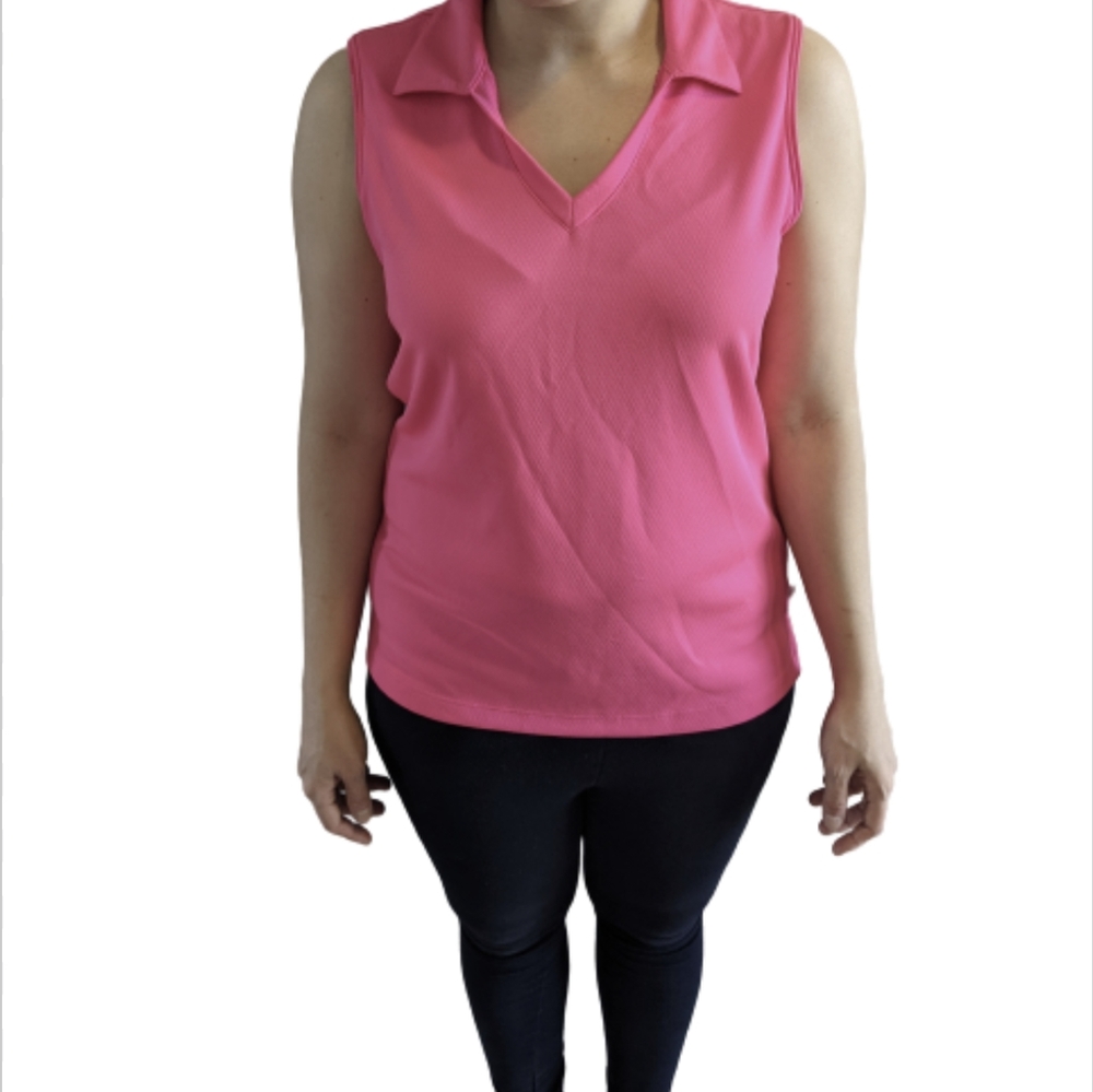 3/$20 Lady Hagen Pink Sleeveless Golf Polo - Sz M